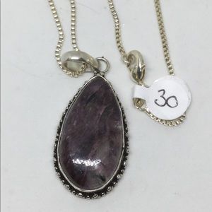 Charoite Silver Pendant and Chain